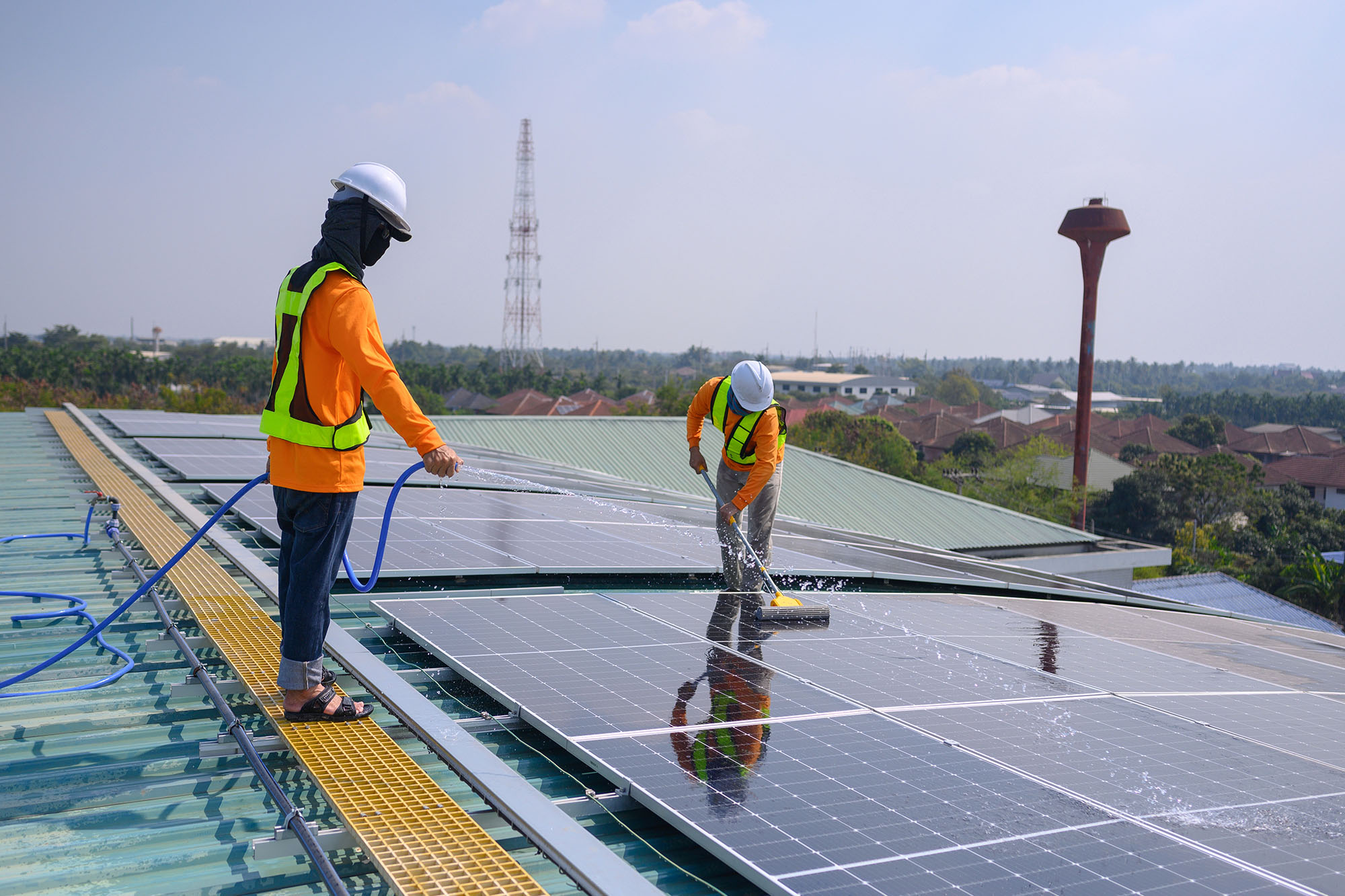 Cleaning solar panels is estimated to use intensive labour and about 10 billion gallons of water per year.